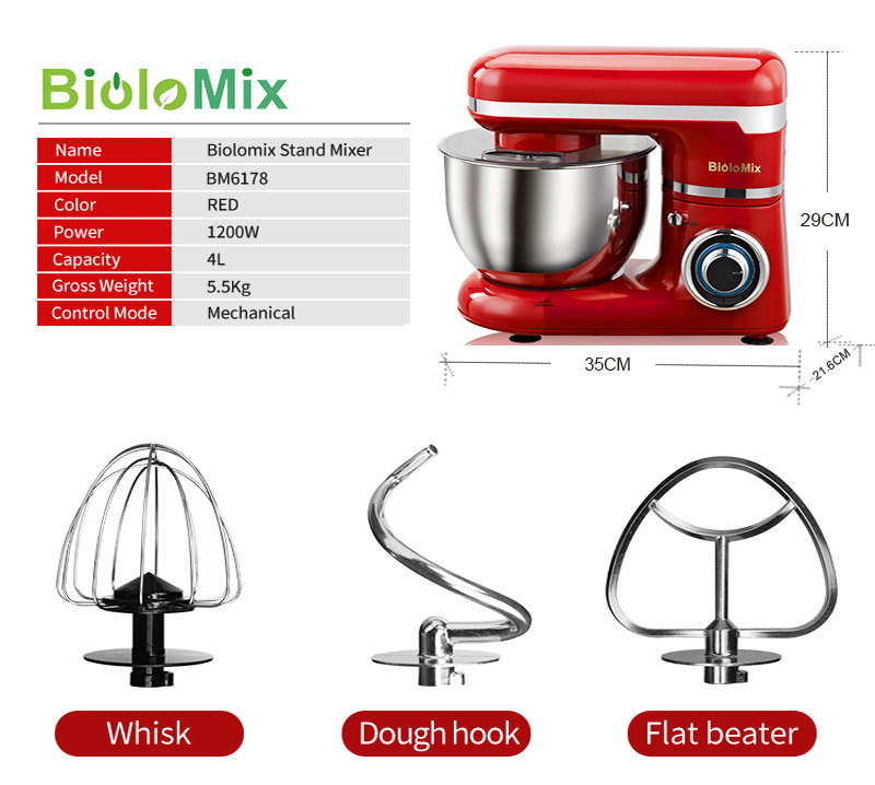 1200W 4L 6-Speed Electric Mixer Set